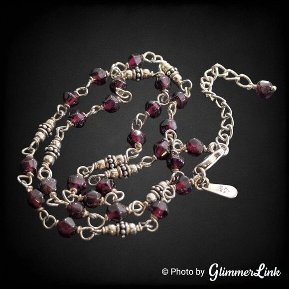 Silpada Garnet Sterling Silver Faceted Beaded Necklace - Picture 7 of 11